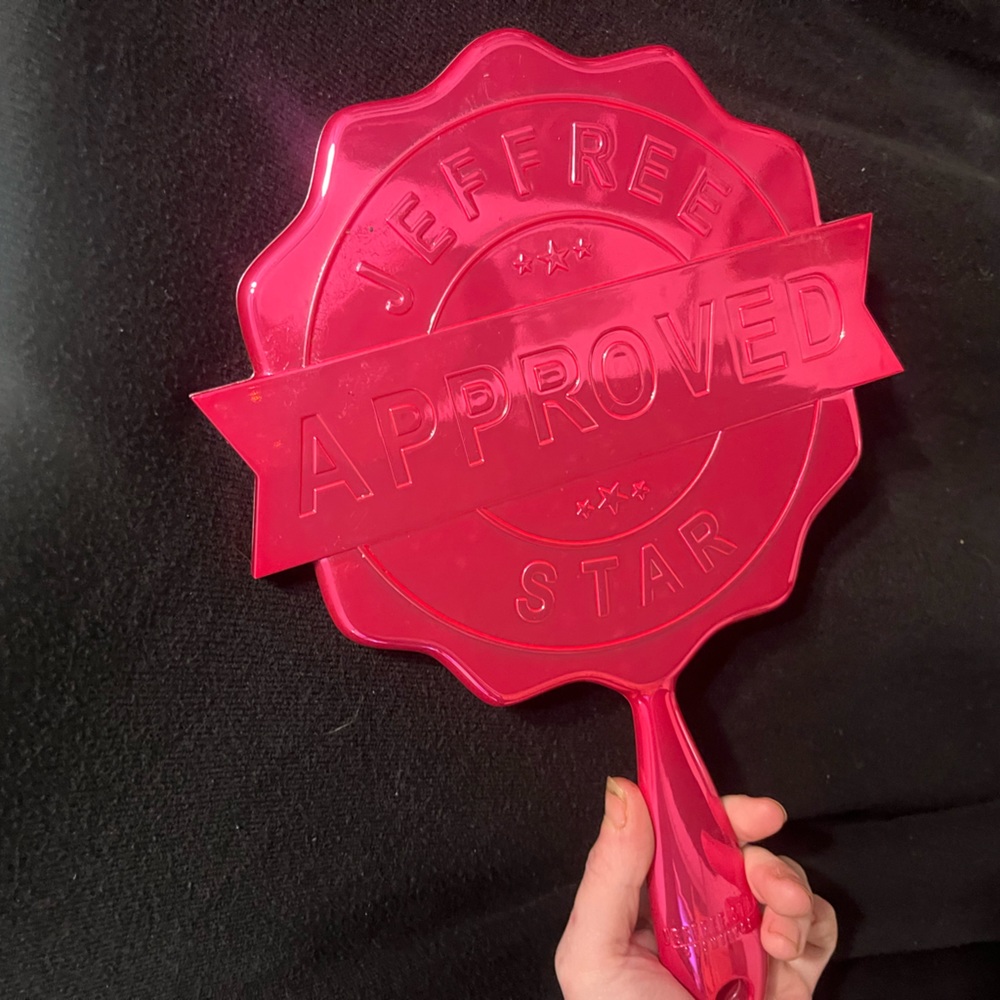 Jeffree Star Metallic Pink “Approved” stamp mirror